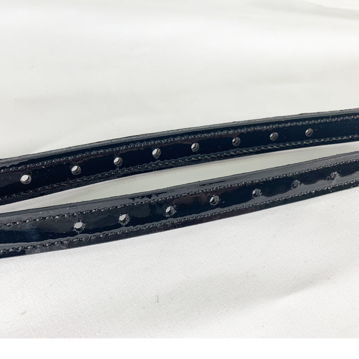 【Aランク】BR ラインストーン・エナメル拍車ベルト 本革レザー スワロフスキー クリスタル 左右セット ストラップ(黒ブラック)